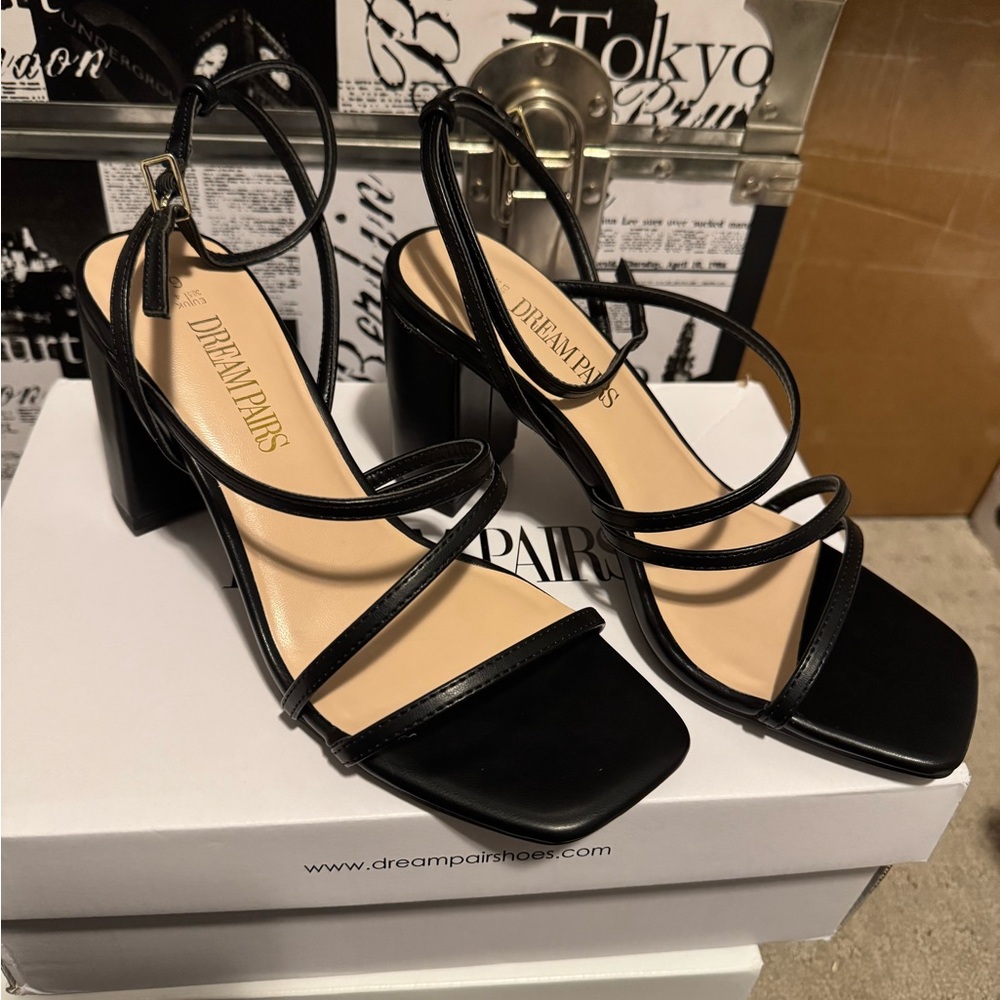 Black block heels